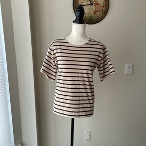 J Crew Ruffle Sleeve Striped Top